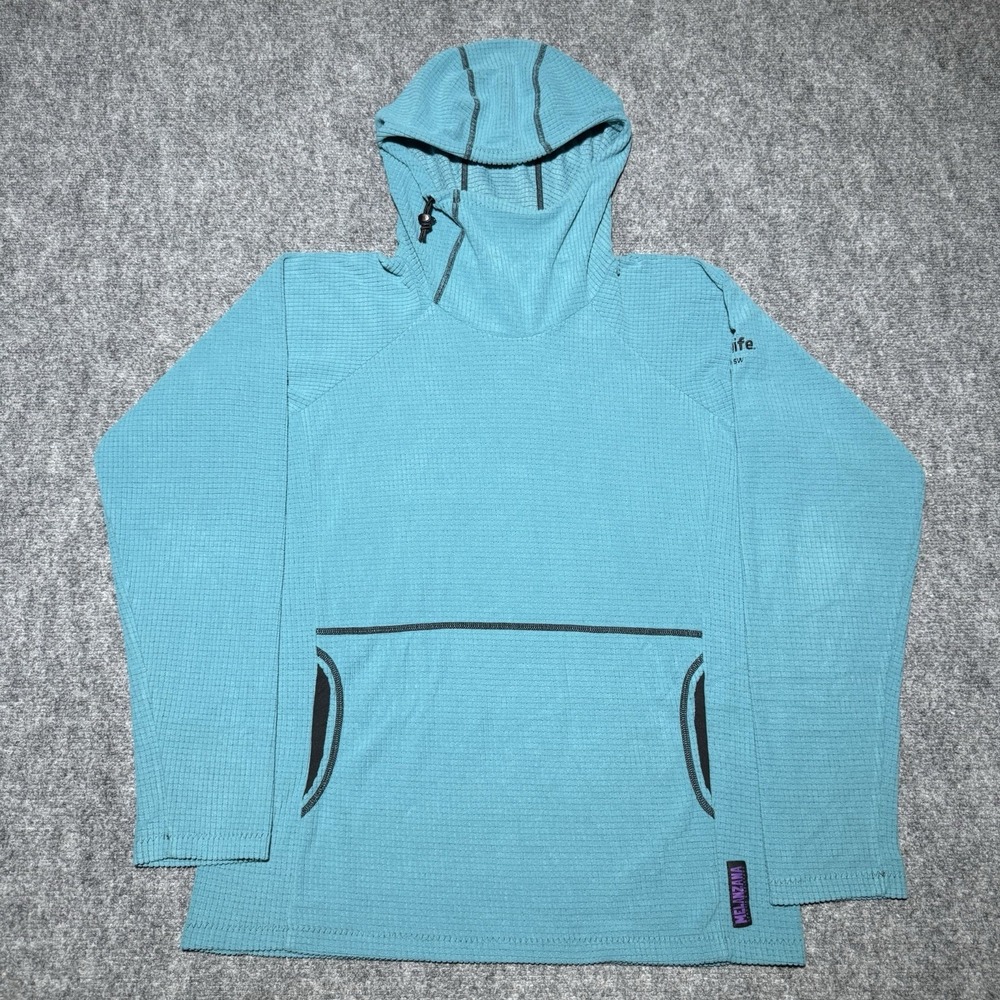 Melanzana Microgrid Hoodie Teal/Light Blue Mens Medium Leedville USA Logo
